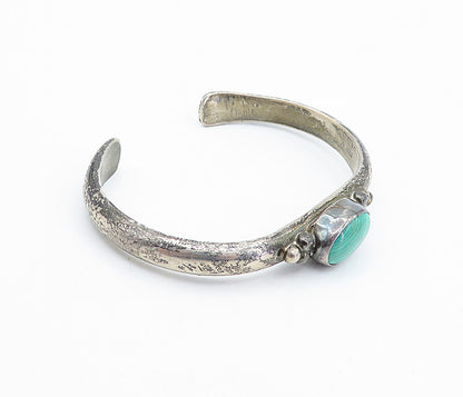 A. THOM NAVAJO 925 Sterling Silver Vintage Cabochon Cut Malachite Cuff BT3201