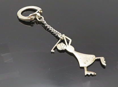 DOSKOW 925 Sterling Silver  Vintage Shiny Woman Playing Golf Key Chain  TR1474