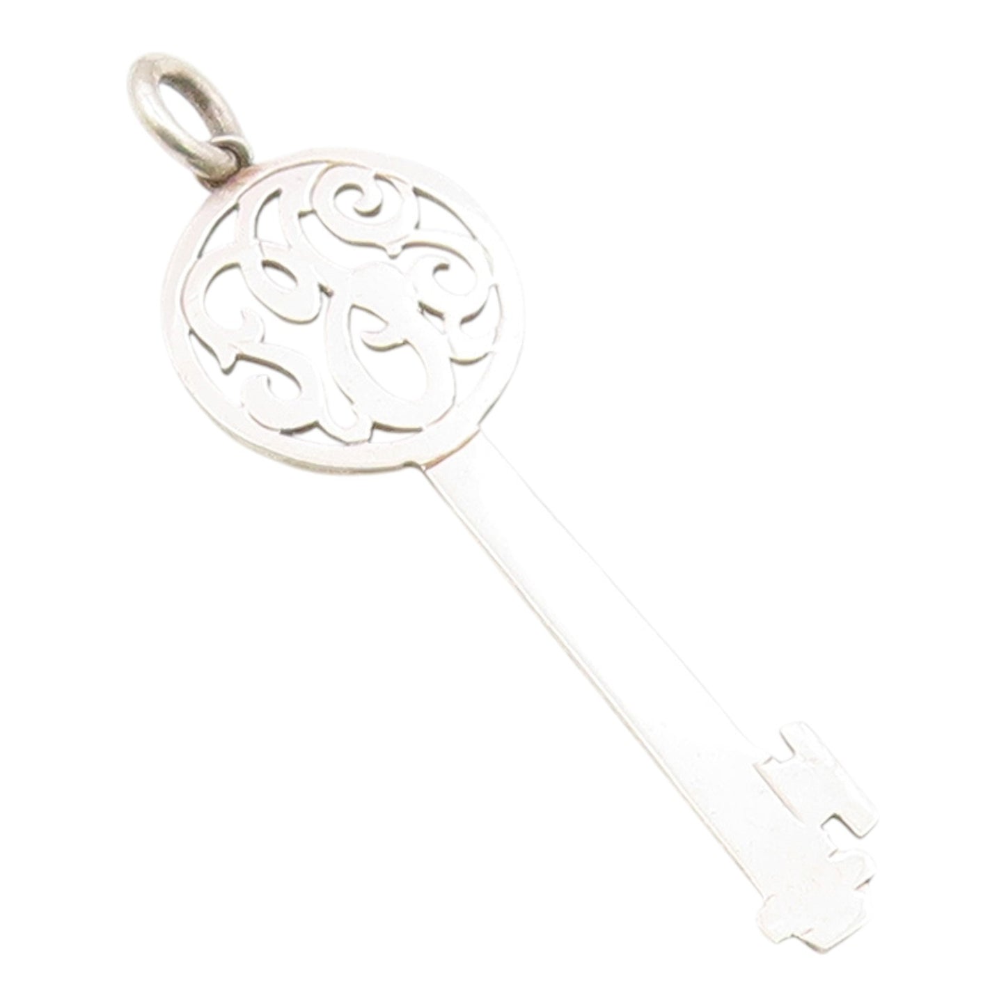 JANE BASCH 925 Silver  Vintage Shiny Cutout Detail Key Motif Pendant  PT14593