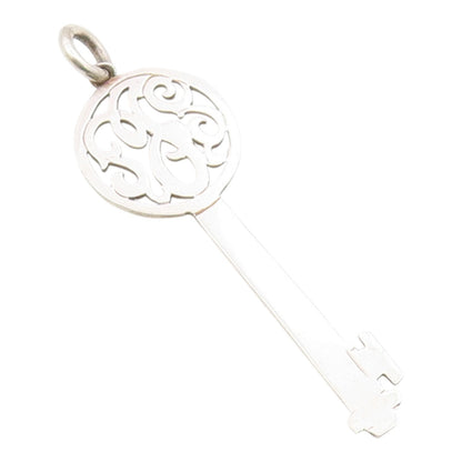 JANE BASCH 925 Silver  Vintage Shiny Cutout Detail Key Motif Pendant  PT14593
