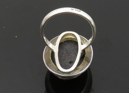 POLAND 925 Sterling Silver  Vintage Cabochon Cut Amber Band Ring Sz 9  RG20284