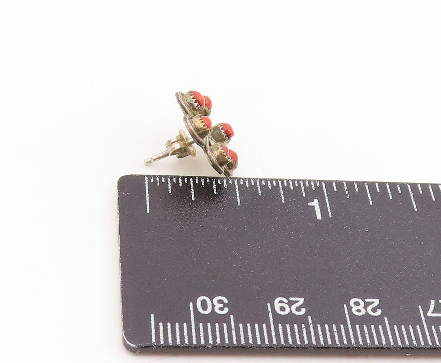925 Sterling Silver Vintage Earrings NAVAJO ZUNI Gemstone Single Lot EG14306