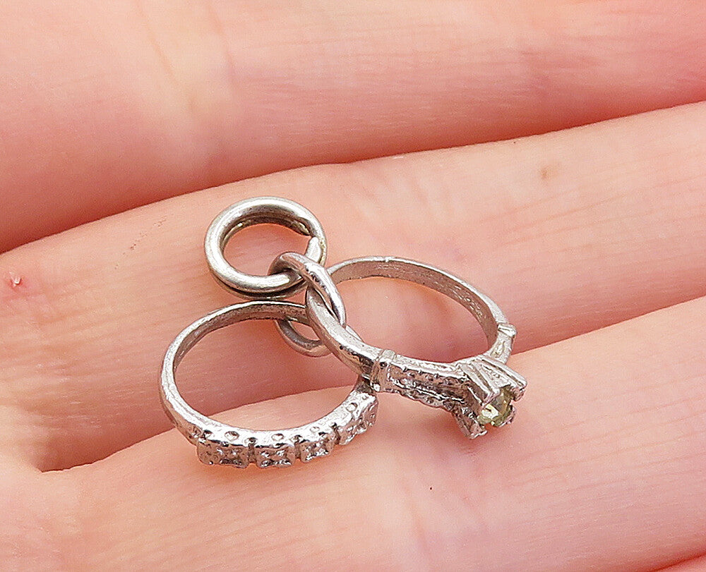 925 Sterling Silver  Vintage Topaz Engagement & Wedding Rings Pendant  PT4302