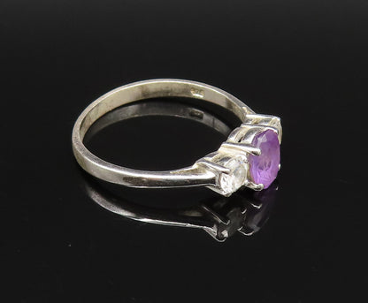 925 Silver  Vintage Dainty Three Stone Amethyst & Topaz Ring Sz 9.5  RG25711