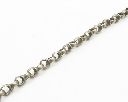Solid Silver Vintage Antique Gemstone Heavy Chiming Chain Necklace  NE2878