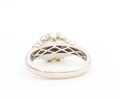 925 Sterling Silver Vintage Ring CZ Two Tone Statement Band  Sz 10.5  RG33708