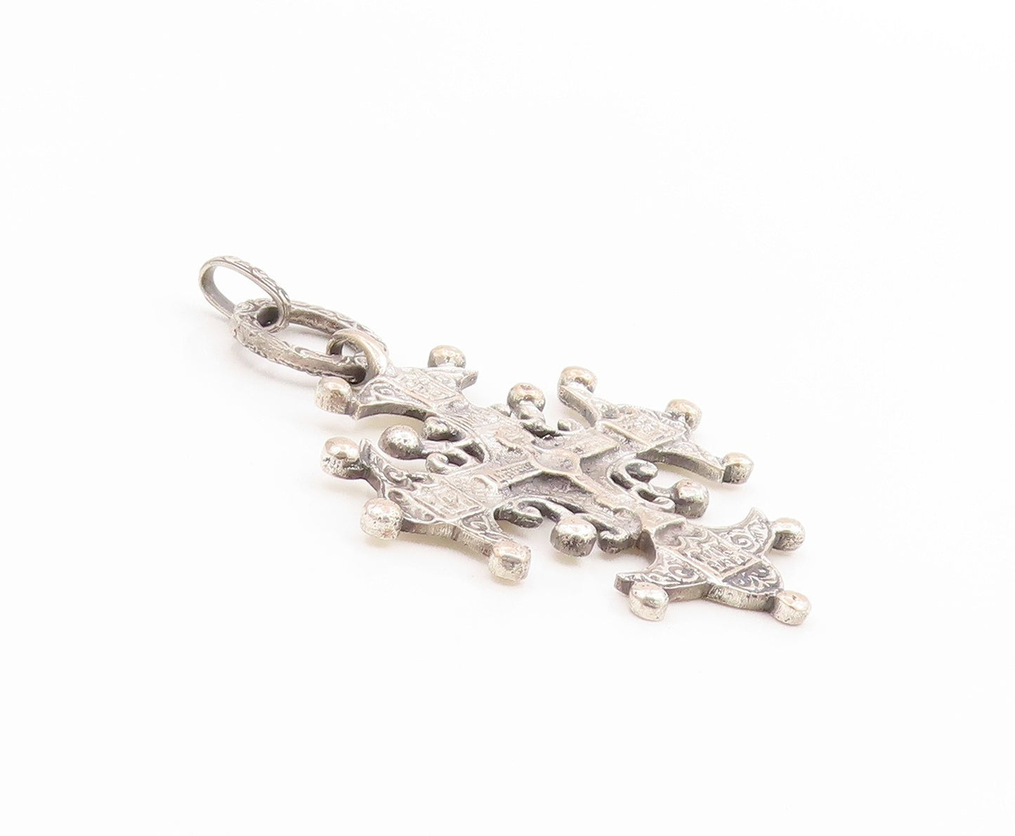 925 Sterling Silver Vintage Pendant Antique Coptic Ethiopian Cross  PT26304
