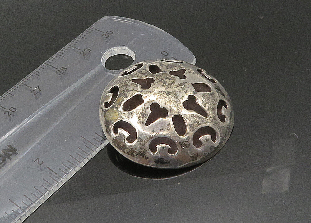 MEXICO 925 Sterling Silver  Vintage Cutout Design Dome Brooch Pin  BP8695
