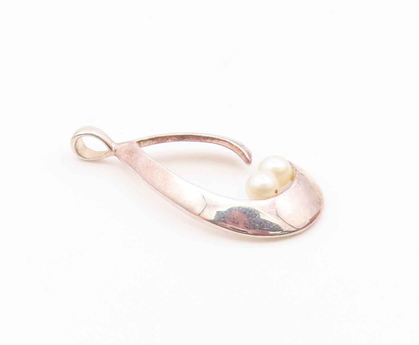 925 Sterling Silver  Vintage Petite Pearls Open Tear Drop Pendant  PT16148