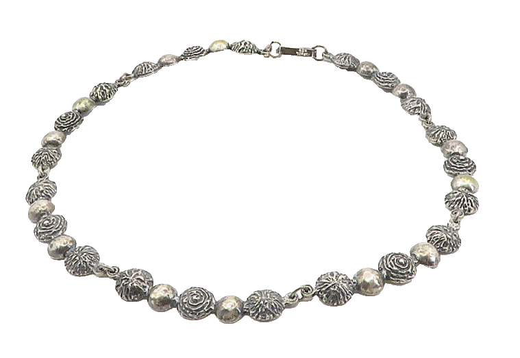ISRAEL 925 Sterling Silver  Vintage Etched Dome Link Chain Necklace  NE1613