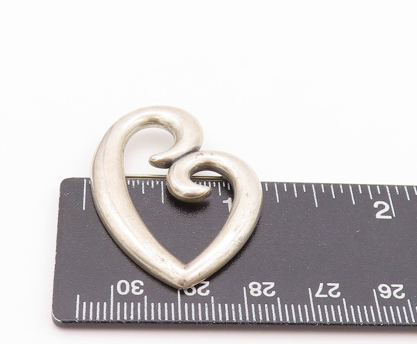 925 Sterling Silver Vintage Brooch JAMES AVERY Swirly Cutout Love Heart  BP11610