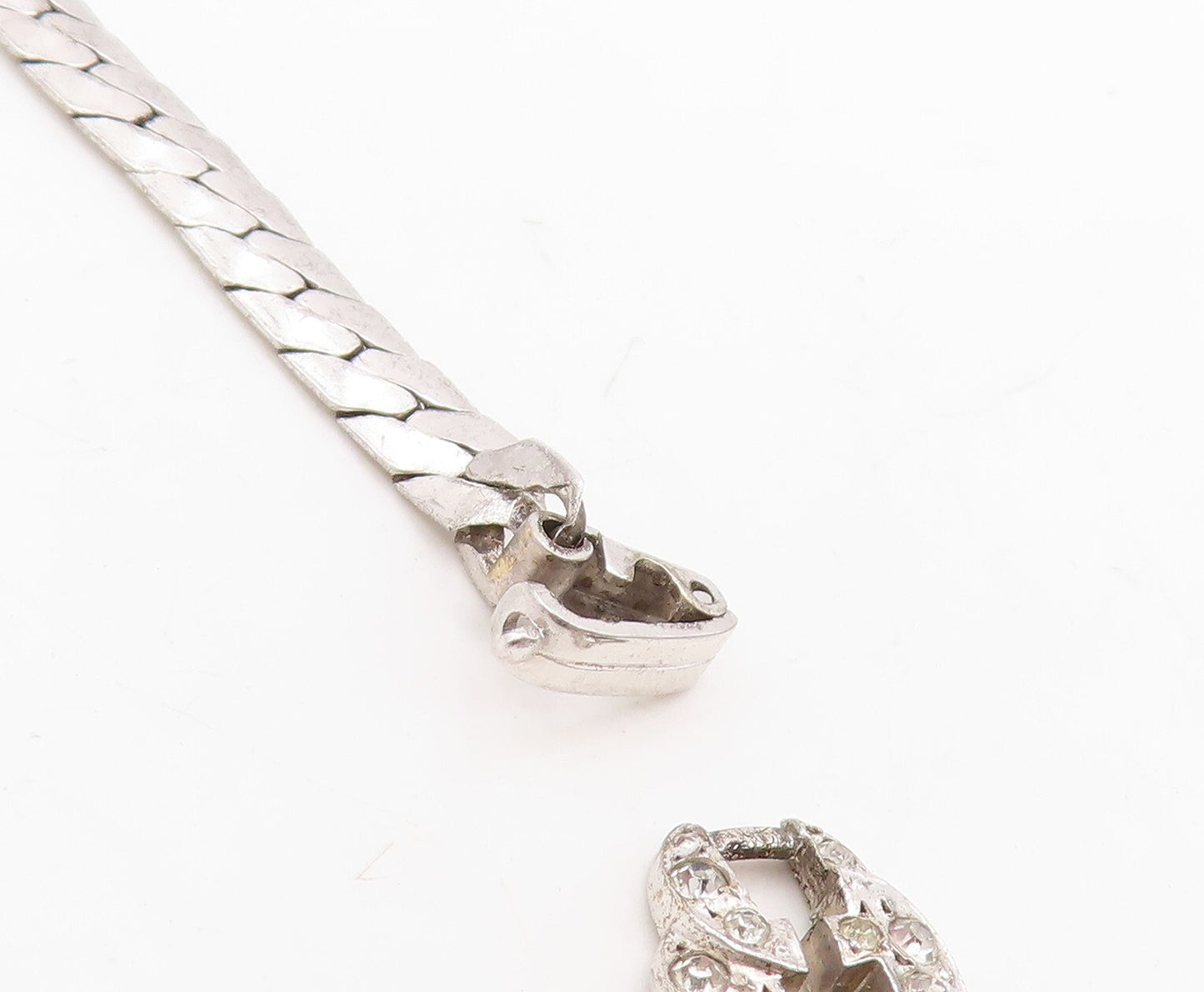 925 Sterling Silver Vintage Necklace Designer Antique Topaz Inlay  NE4377