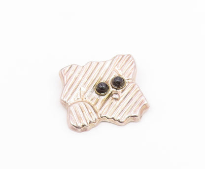 MEXICO 925 Silver  Vintage Black Onyx Eyes Puppy Dog Face Brooch Pin  BP7762