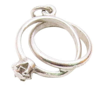 925 Silver  Vintage Engagement Ring & Wedding Band Motif Pendant  PT16328