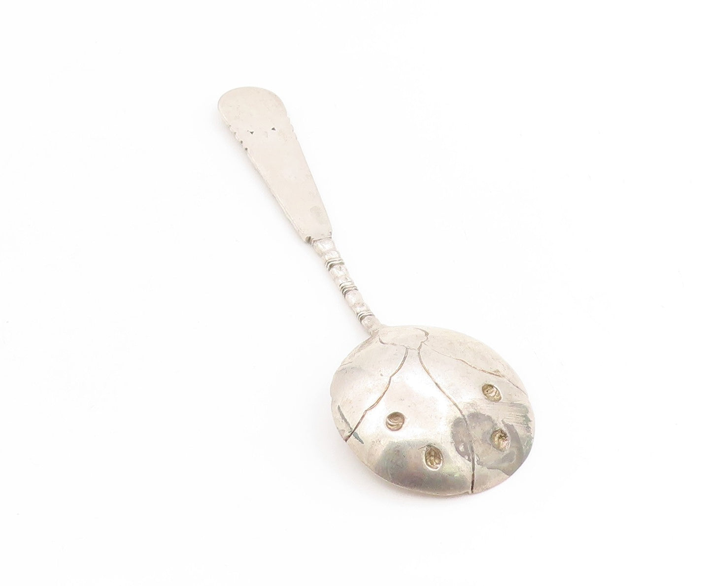 925 Sterling Silver Vintage Tea Caddy Spoon CHINESE EXPORT Leaf Motif  TR4199