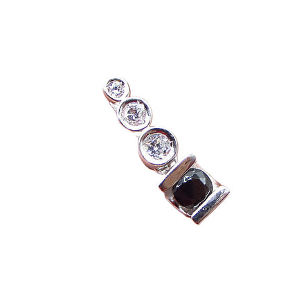 925 Sterling Silver Black & White Cubic Zirconia Leveled Drop Pendant PT1522