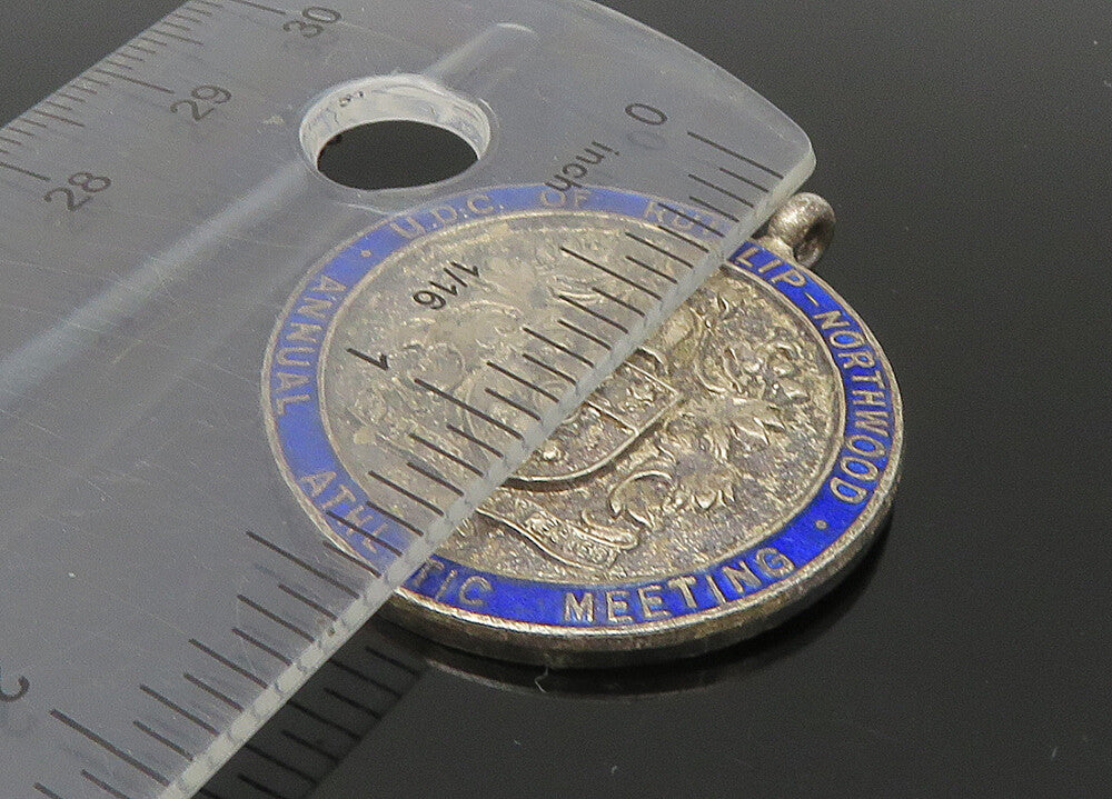 925 Sterling Silver  Vintage Enamel Annual Athletic Meeting Pendant  PT18466