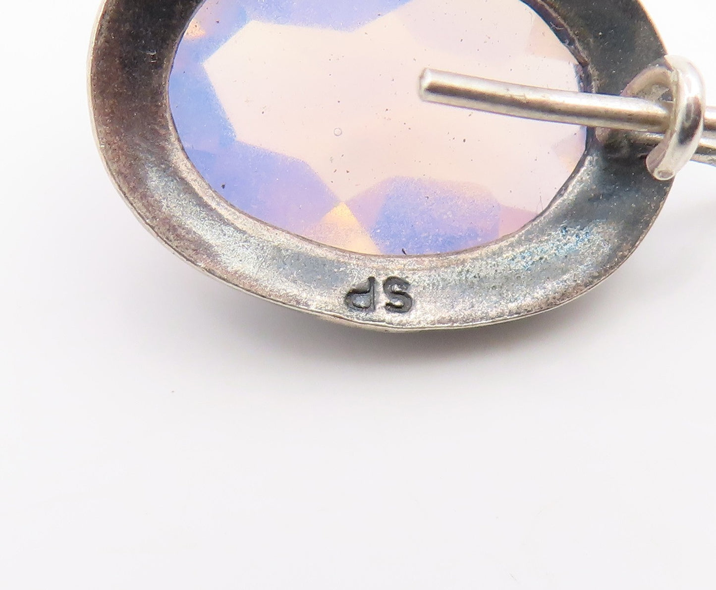 925 Sterling Silver Vintage Earrings EUROPE Faceted Opal Elegant Dangle  EG14152