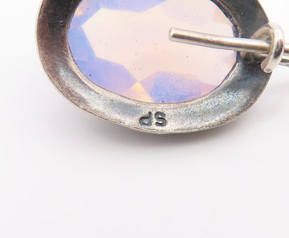 925 Sterling Silver Vintage Earrings EUROPE Faceted Opal Elegant Dangle  EG14152