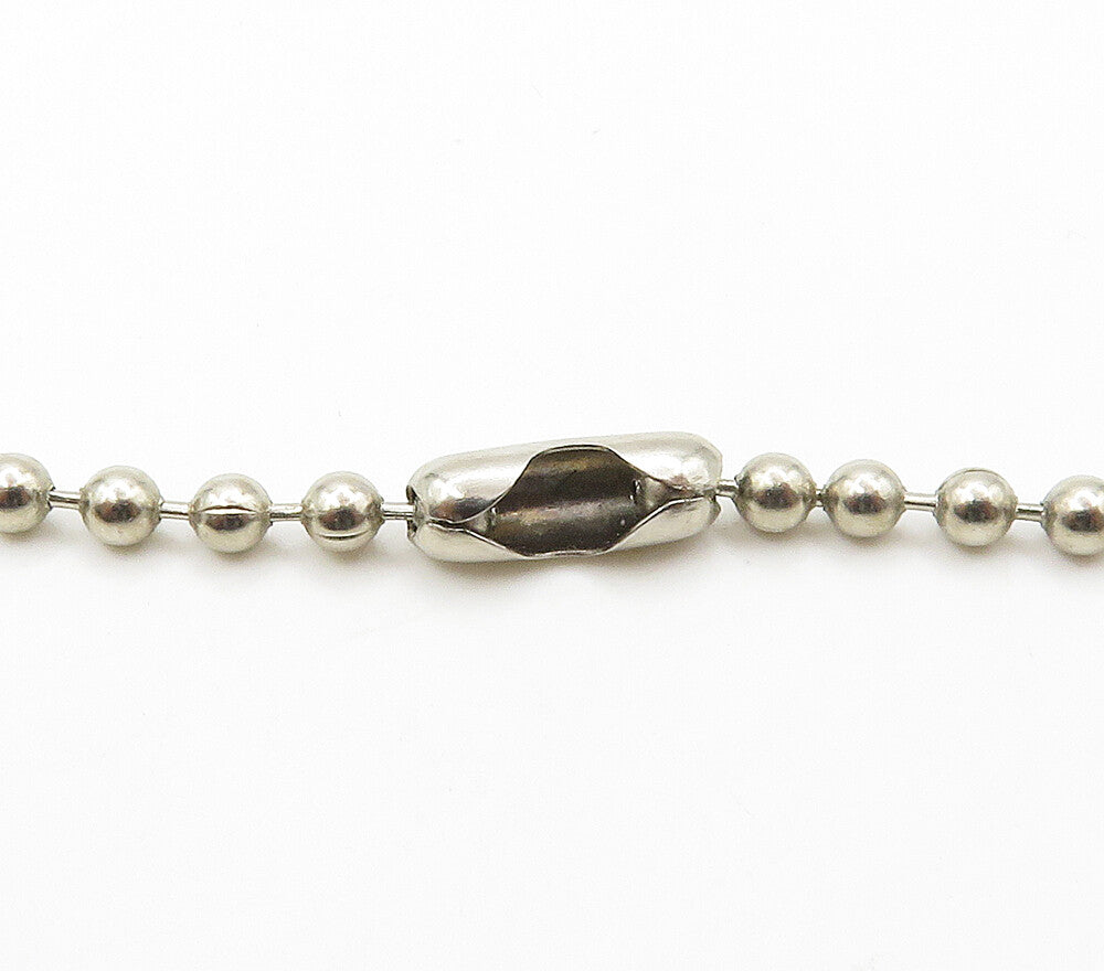 925 Sterling Silver  Vintage Save The World Cutout Chain Necklace  NE2559