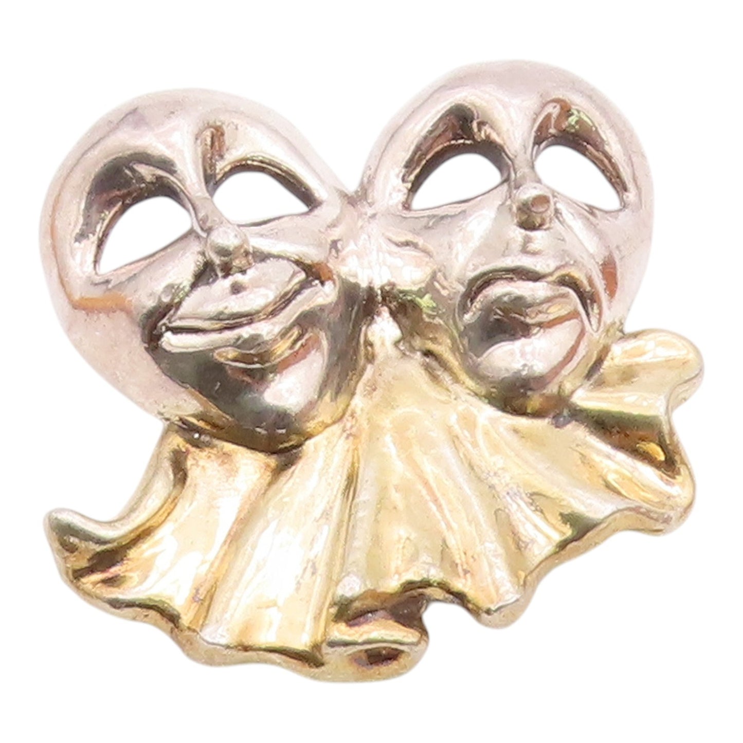 925 Sterling Silver  Vintage Two Tone Drama Theatre Masks Brooch Pin  BP5714