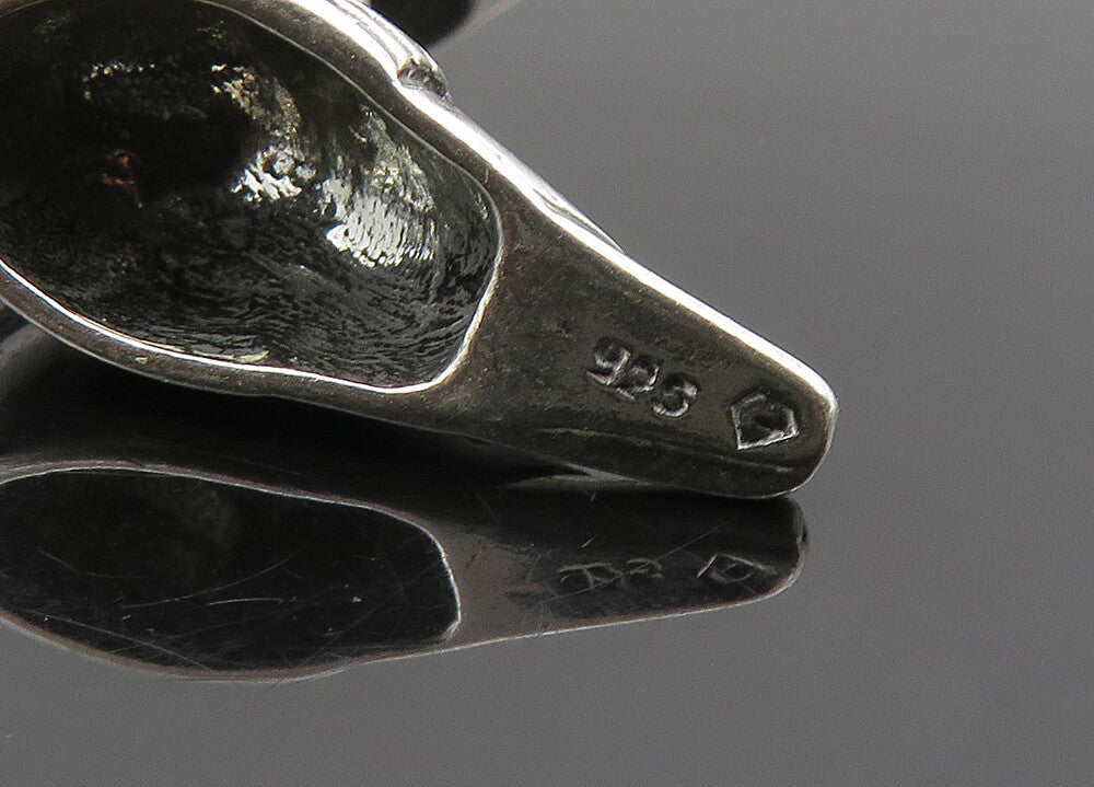 925 Sterling Silver  Vintage Shiny Mother Swan & Babies Trinket Set  TR2853