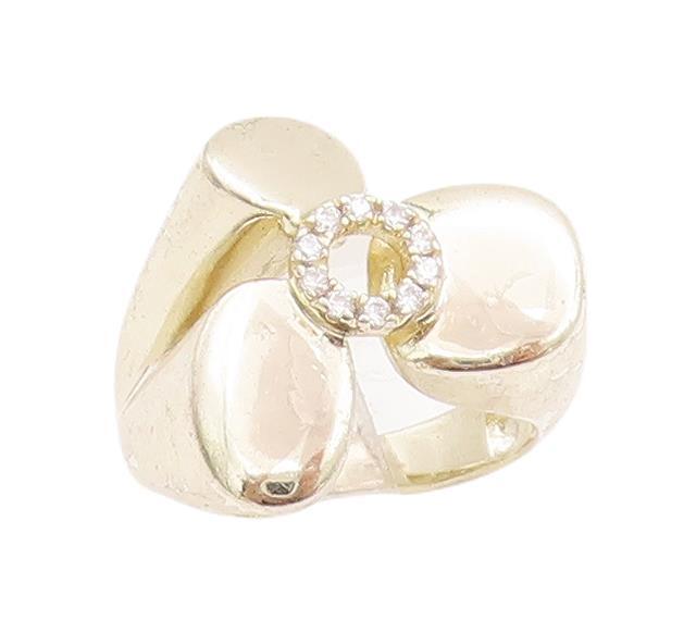 925 Sterling Silver Vintage Ring Floral Designer Modernist CZ  Sz 5.5  RG28239