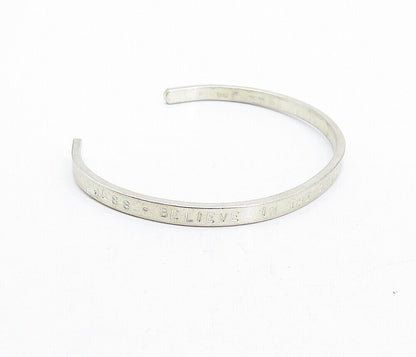 925 Sterling Silver  Believe In Your Dreams Etched Thin Cuff Bracelet  BT1485