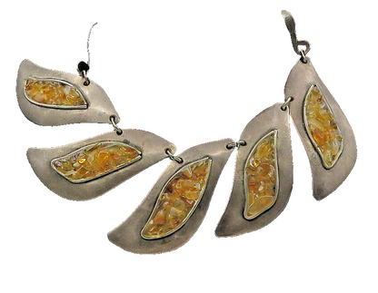DUCHIN CREATION 925 Silver  Vintage Orange Agate Cluster Chain Necklace NE2773