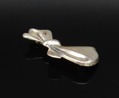 925 Sterling Silver  Vintage Asymmetric Ribbon Bow Tie Brooch Pin  BP9948