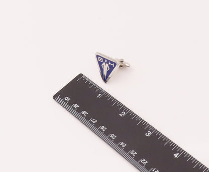 LA MODE 925 Sterling Silver Vintage Triangular Blue Tie Pin & Cuff Links  TR3475