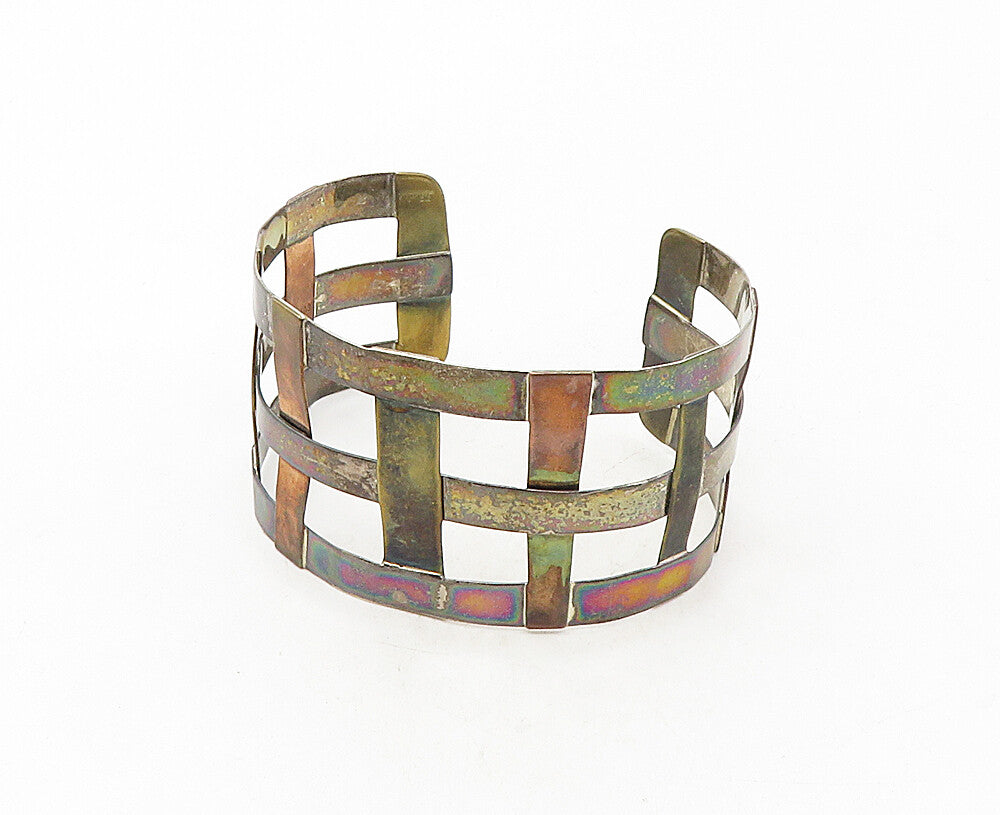RLM STUDIO 925 Sterling Silver  Vintage Oxidized Weaved Cuff Bracelet  BT4135