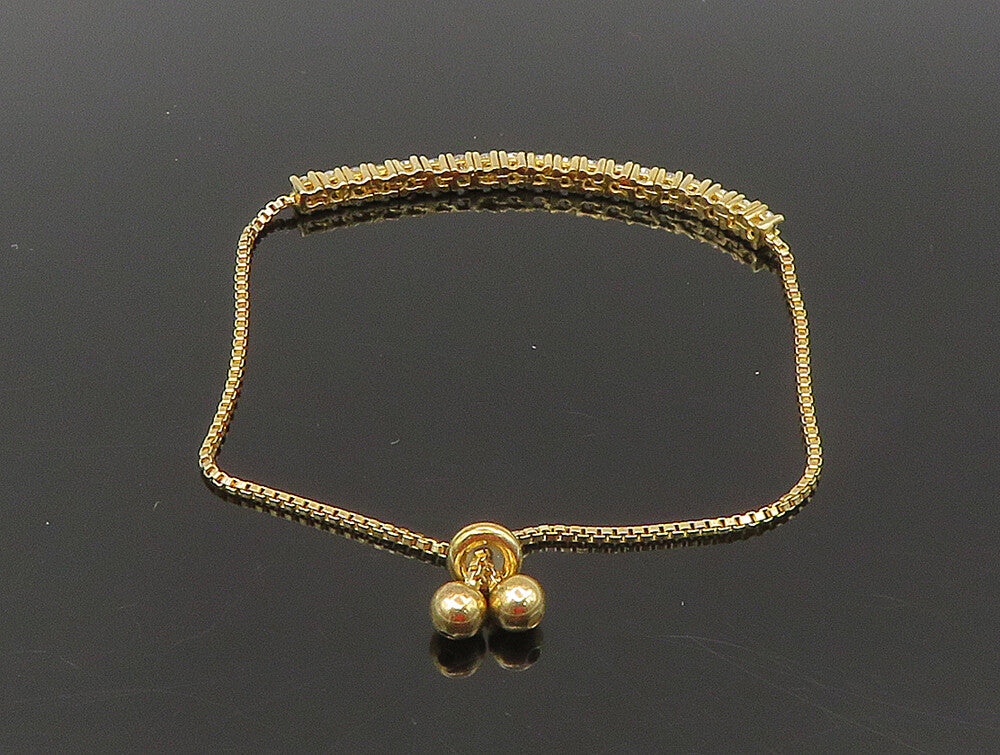 Gold Over 925 Silver  Cubic Zirconia Adjustable Child Box Chain Bracelet BT1099