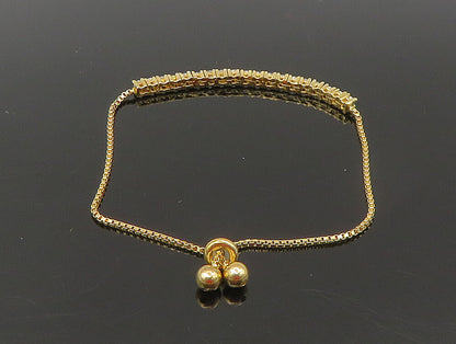 Gold Over 925 Silver  Cubic Zirconia Adjustable Child Box Chain Bracelet BT1099