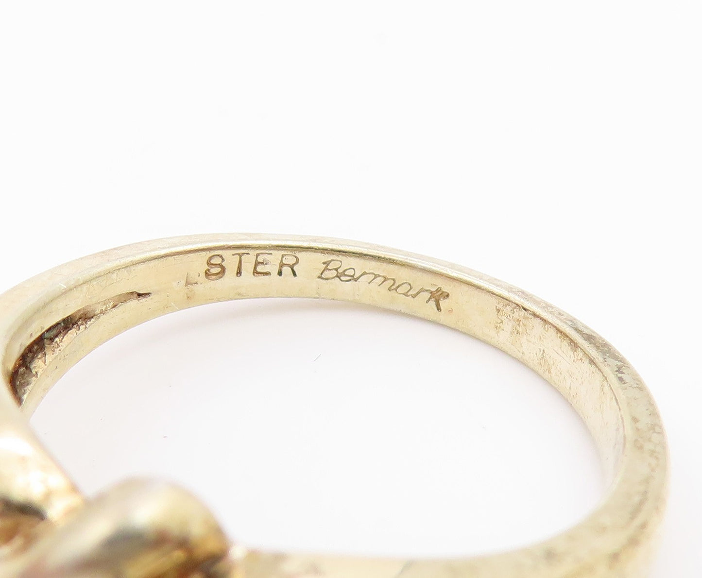 925 Sterling Silver Vintage Ring Gold Plated BERMARK Elegant Knot Sz 6.5 RG35514
