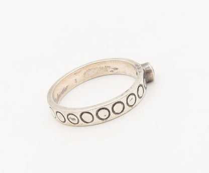 925 Silver  Vintage Minimalist Topaz Etched Circle Solid Ring Sz 7  RG27262