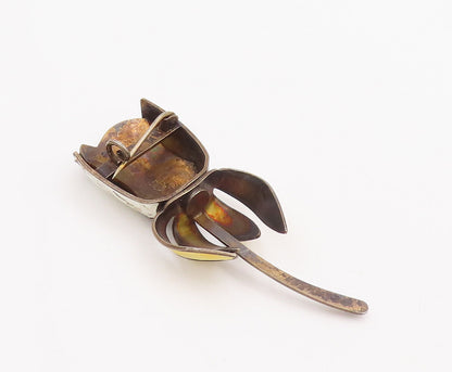 925 Sterling Silver Vintage Brooch Pin NORWAY Enameled Solid Flower  BP10919
