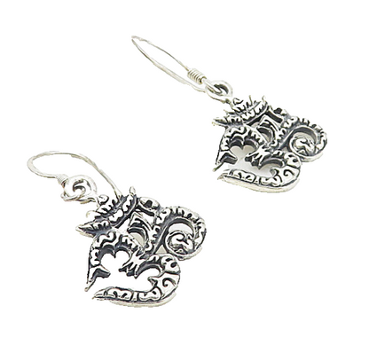 925 Sterling Silver  Vintage Shiny Om Spiritual Symbol Dangle Earrings  EG4132