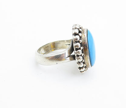 925 Sterling Silver  Vintage Turquoise Bubble Cocktail Ring Sz 6.5  RG7553