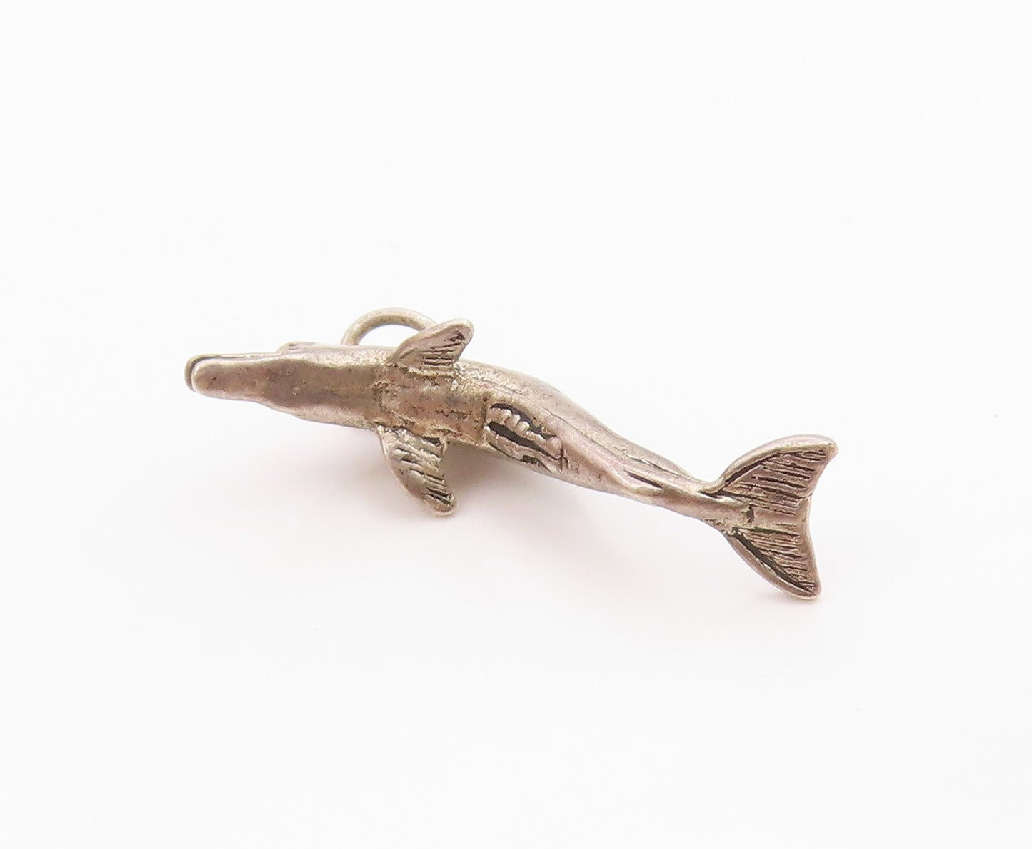 925 Sterling Silver Vintage Pendant 3D Miniature Carved Dolphin Charm  PT2255