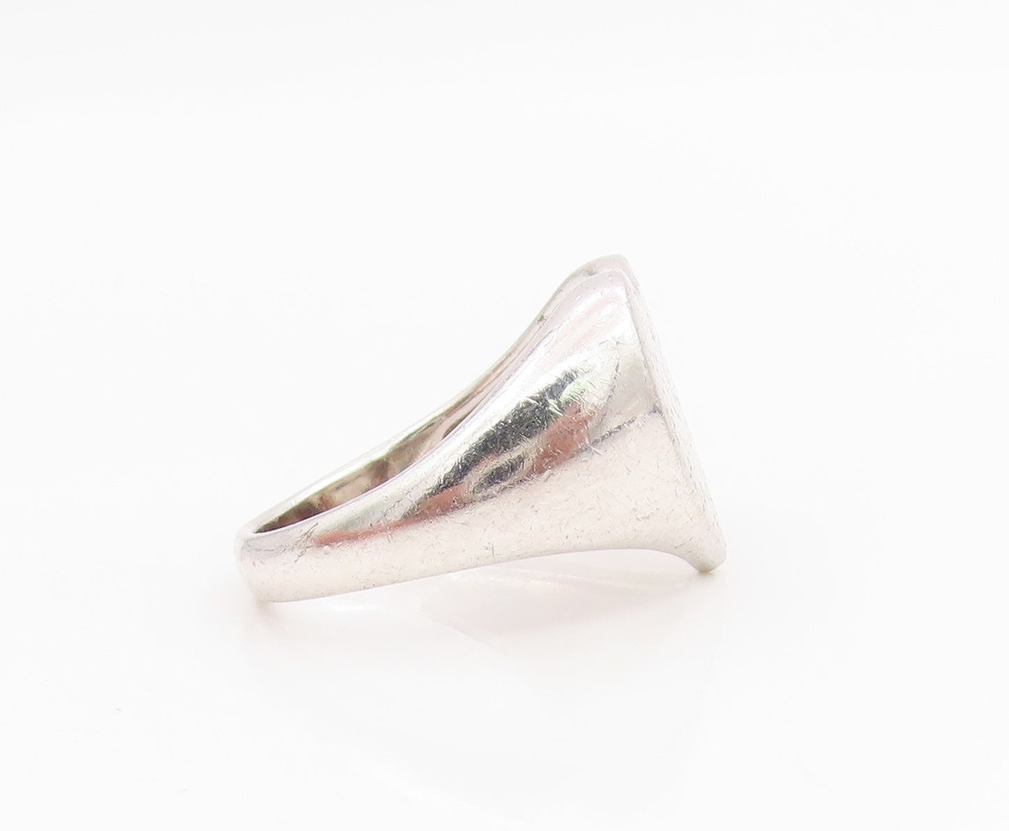925 Sterling Silver Vintage Ring Modernist Solid Love Heart Band  Sz 7  RG34204