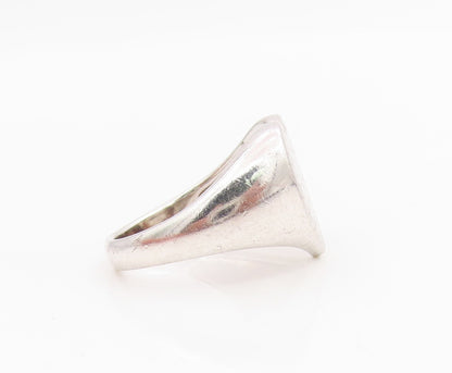 925 Sterling Silver Vintage Ring Modernist Solid Love Heart Band  Sz 7  RG34204