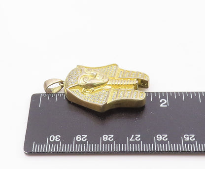 925 Silver  Vintage Topaz Gold Plated Shiny Egyptian Pharaoh Pendant  PT19751