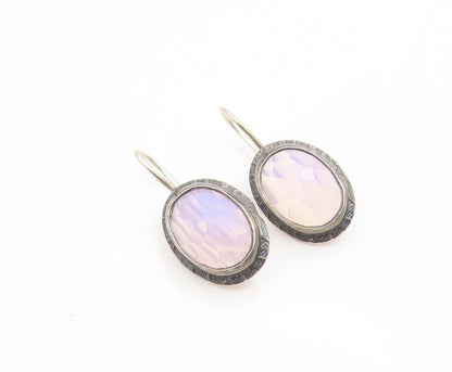 925 Sterling Silver Vintage Earrings EUROPE Faceted Opal Elegant Dangle  EG14152