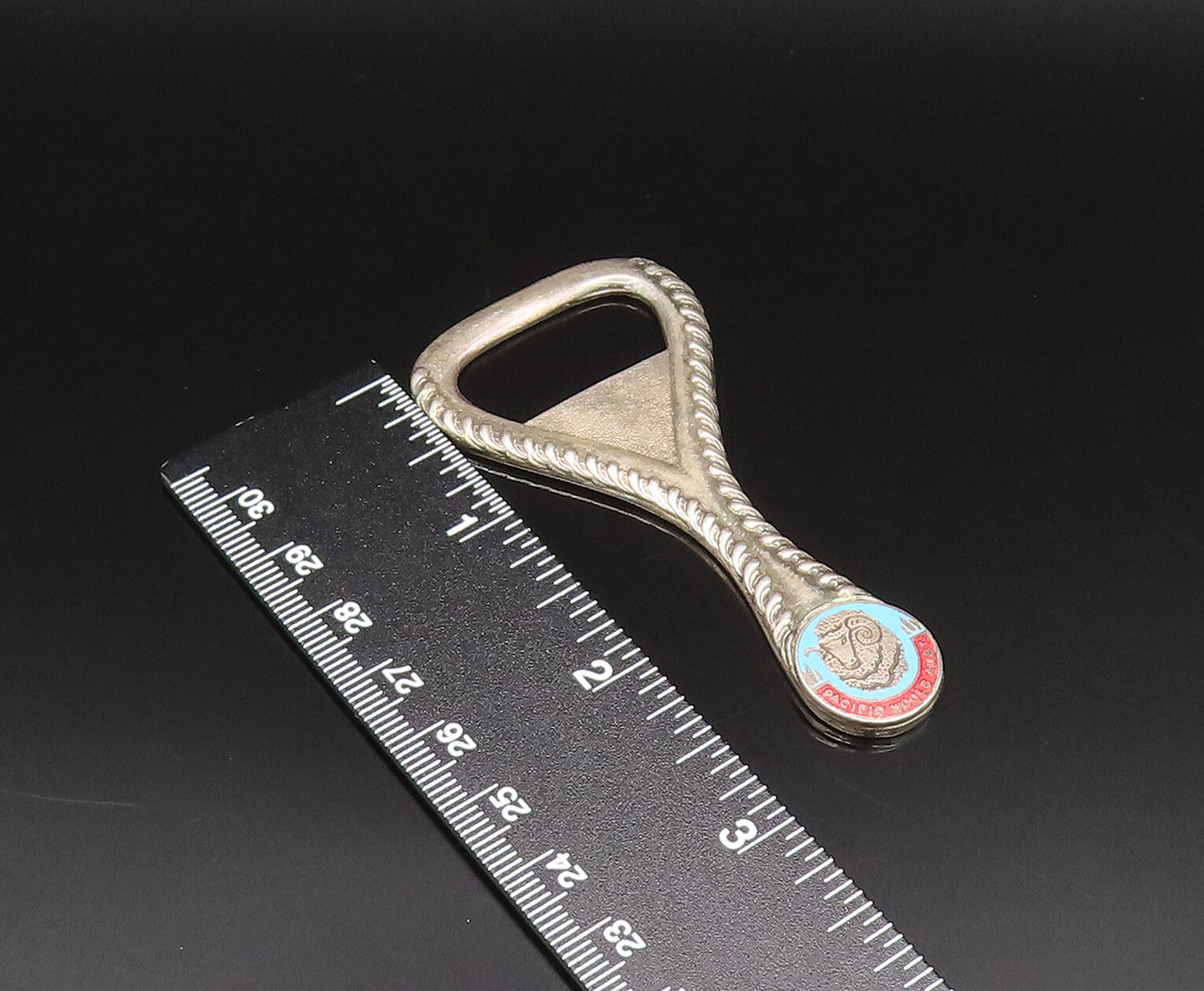 AUSTRALIA 925 Silver  Vintage Ribbed Edge Enamel Souvenir Bottle Opener TR3369