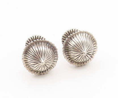 925 Sterling Silver Vintage Cufflinks GISELLE MINOLI Etched Fluted Dome  TR4206