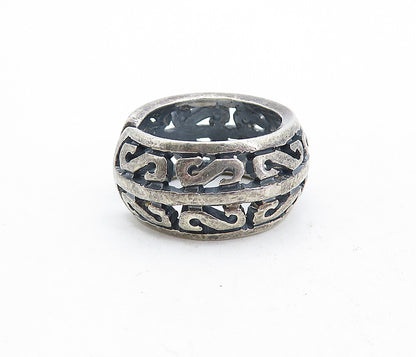 MEXICO 925 Sterling Silver  Vintage Dark Tone Open Swirl Band Ring Sz 8 RG5492