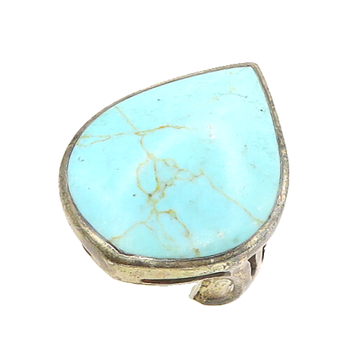 925 Sterling Silver  Vintage Turquoise Pear Shape Cocktail Ring Sz 6.5 RG17784