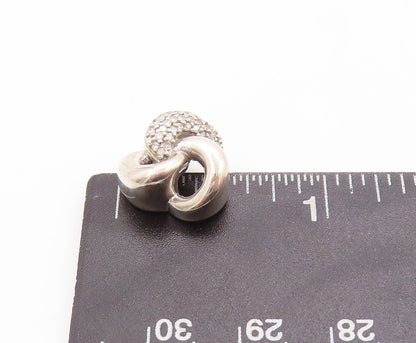 925 Sterling Silver Vintage Pendant Genuine Diamonds Inlay 3 Loops  PT23796