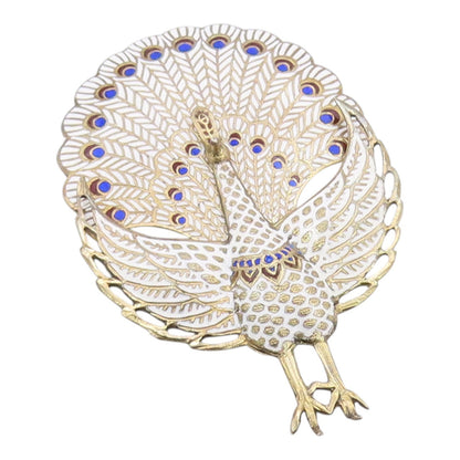 925 Sterling Silver Vintage Brooch Pin SIAM Gold Plated Enamel Peacock  BP12550